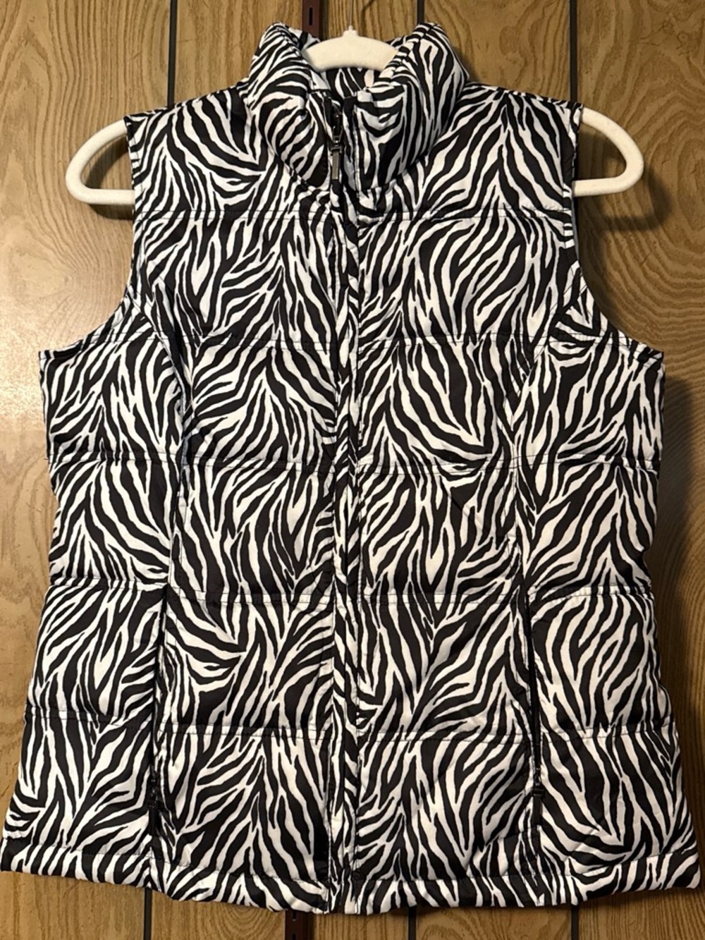 Zebra Print Puffer Vest - Black & White